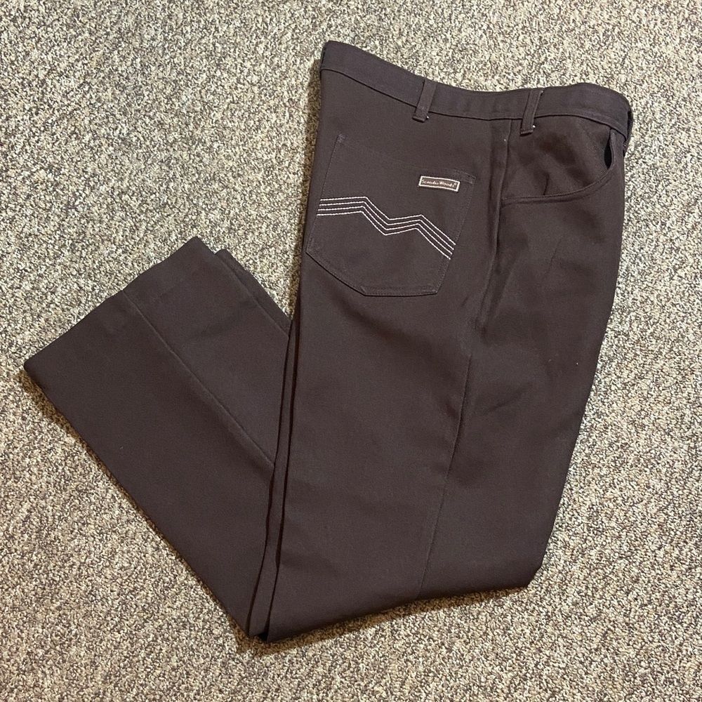 Vtg, Scandia Woods Men's Brown Polyester Pants Size 36 L